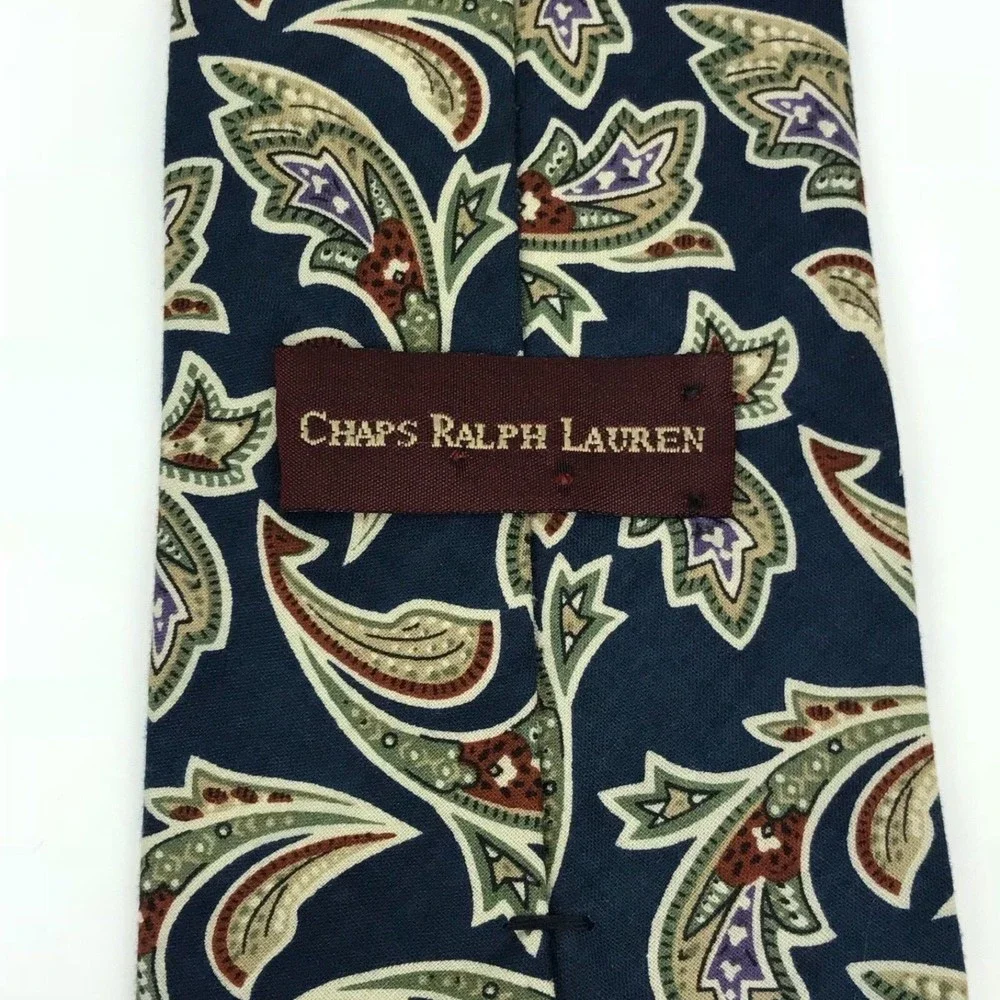 CHAPS RALPH LAUREN Vintage VTG Navy Red Green Purple Paisley Rare Necktie Tie